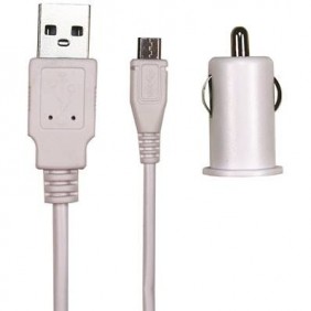 Chargeur Auto USB 2.1 A + câble micro USB- Blanc - SXI761